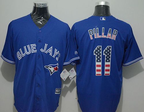Blue Jays #11 Kevin Pillar Blue USA Flag Fashion Stitched MLB Jersey - Click Image to Close